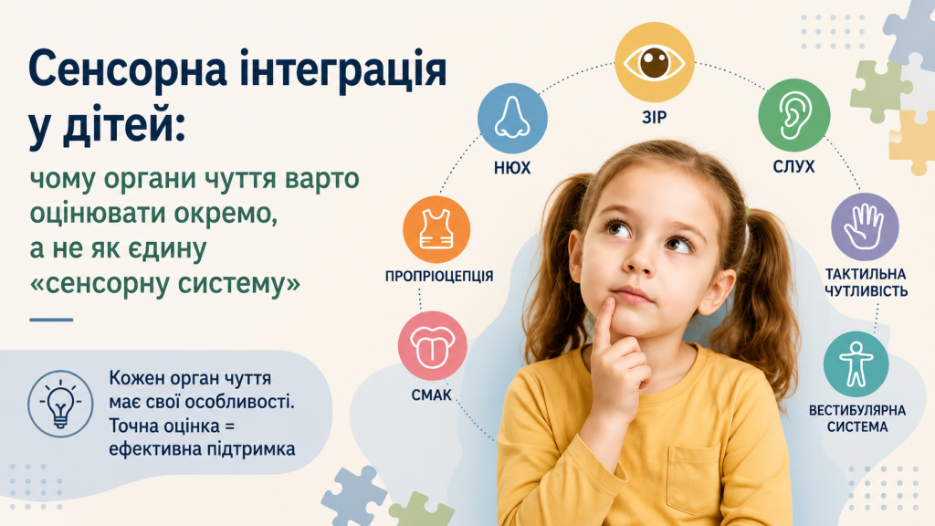 Сенсорна інтеграція у дітей: чому органи чуття варто оцінювати окремо, а не як єдину «сенсорну систему»